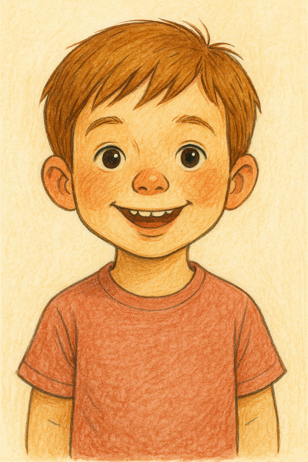 A child's portrait transitioning between photo and illustration (after)